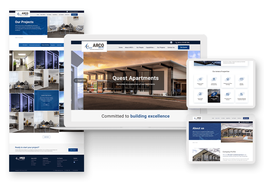 Booldanismo created the website for construction company ARCO to present their services